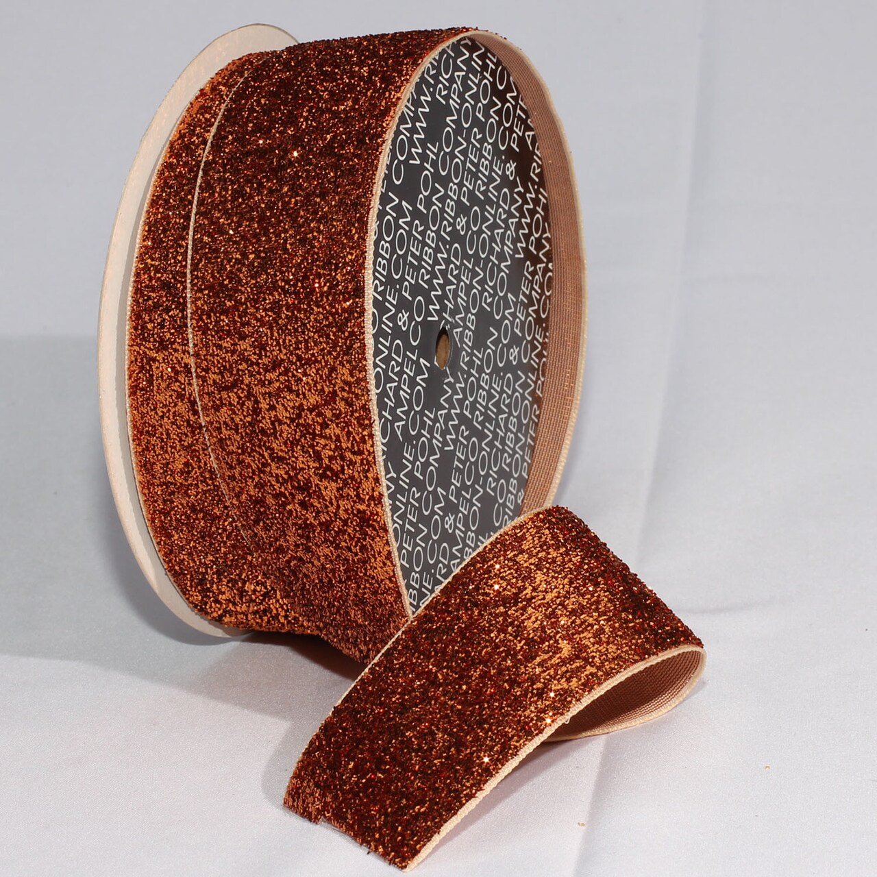 The Ribbon People Copper Brown Glitter Woven Edge Velvet Craft Ribbon 1.5" x 11 Yards
